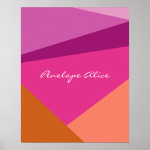 Geometric Color Block in Purple Personalized Name Poster