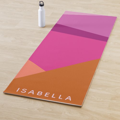 Geometric Color Block in Purple Personalized Name Yoga Mat