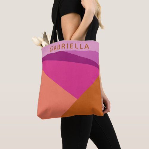 Geometric Color Block in Purple Personalized Tote Bag