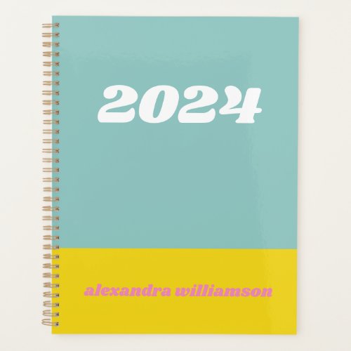 Geometric Color Block in Teal 2024 Personalized  Planner