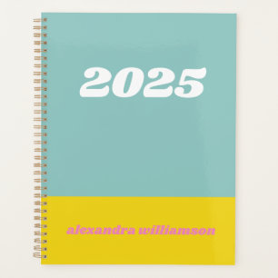 Geometric Color Block in Teal Personalized  Planner