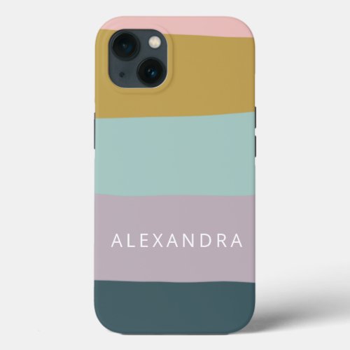 Geometric Color Block Pastel Colors Personalized  iPhone 13 Case