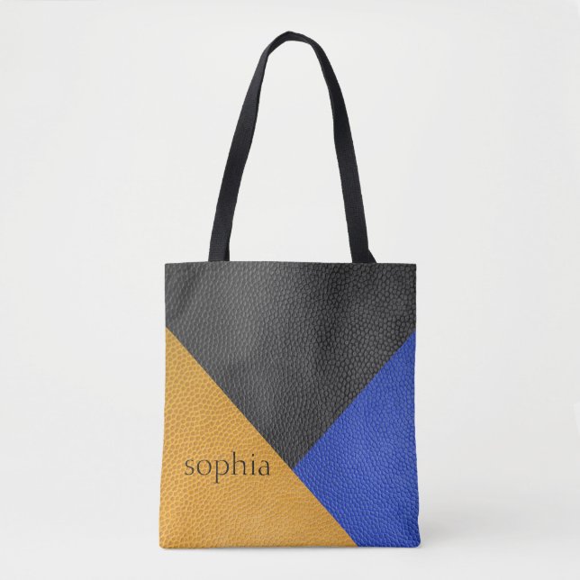 Geometric Color Block Personalized Tote Bag (Front)