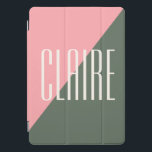 Geometric Color Block Pink Green Personalized Name iPad Pro Cover<br><div class="desc">Geometric Color Block Pink Green Personalized Name iPad Pro Cover</div>