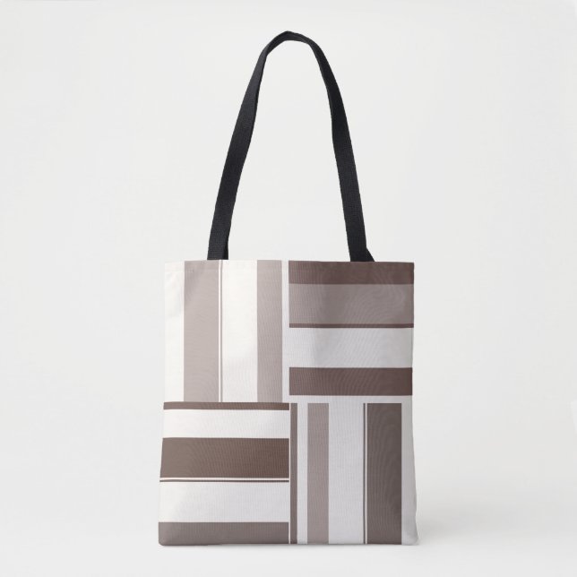 Geometric Color Block Rectangles - Brown and Beige Tote Bag (Front)
