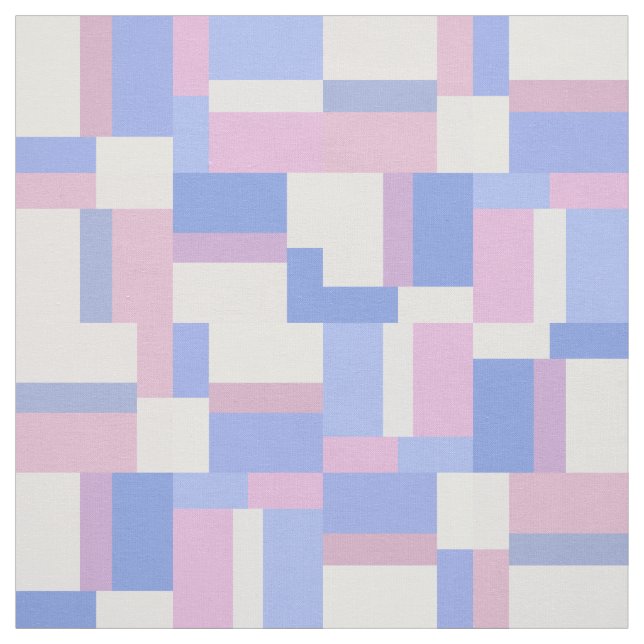 Geometric Color Block Rectangles - Pink and Blue Fabric (Swatch)