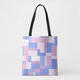 Geometric Color Block Rectangles - Pink and Blue Tote Bag