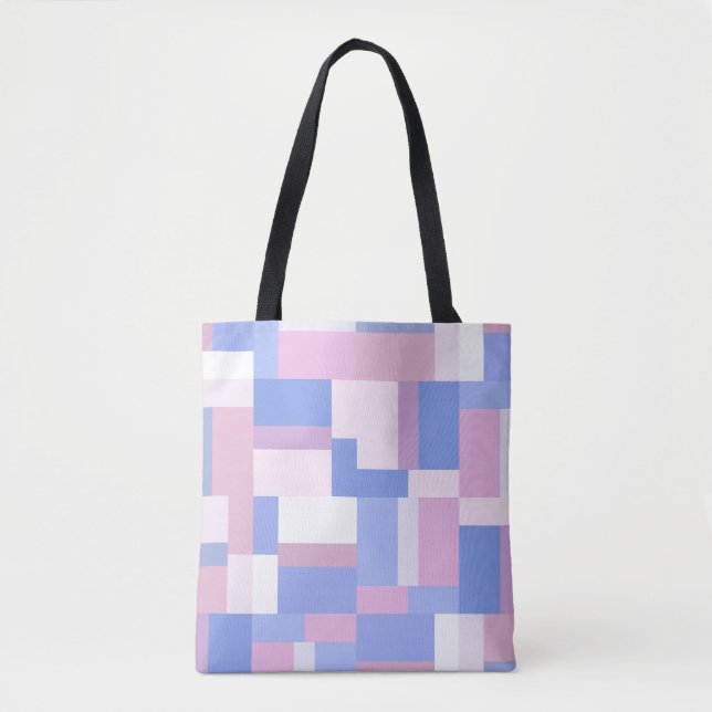 Geometric Color Block Rectangles - Pink and Blue Tote Bag (Front)