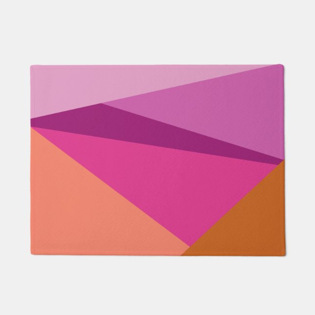 Geometric Color Block Shapes in Purple Magenta Doormat (Front)