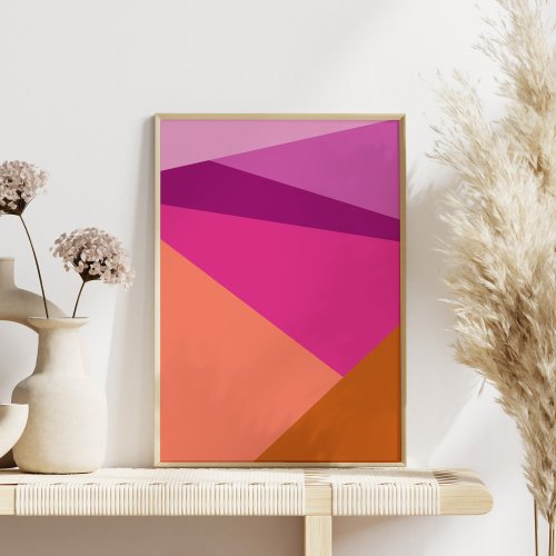 Geometric Color Block Shapes in Purple Magenta Poster