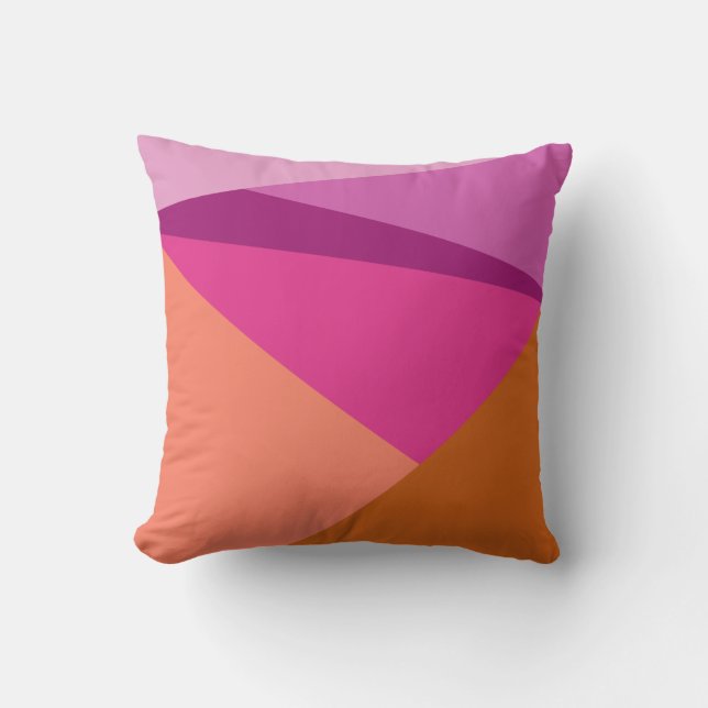 Geometric Color Block Shapes in Purple Magenta Throw Pillow (Front)