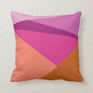 Geometric Color Block Shapes in Purple Magenta Throw Pillow