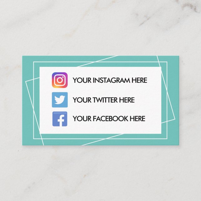 Geometric Color Block Social Media Business Card (Front)