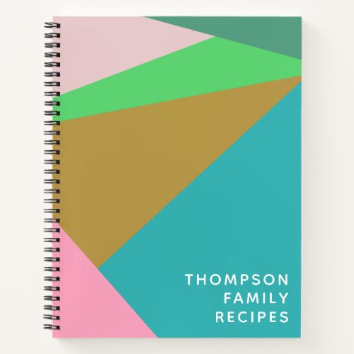 Geometric Color Block Triangle Personalized Recipe Notebook