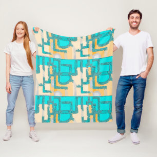 Geometric Color‑Blocked Motif Modern Fleece Blanket