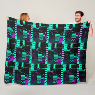 Geometric Color‑Blocked Motif Modern Throw Fleece Blanket