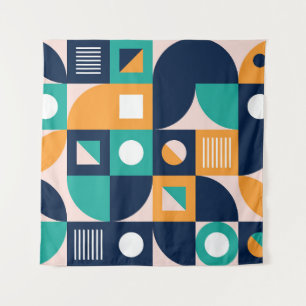 Geometric color composition template with abstract tapestry