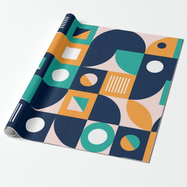 Geometric color composition template with abstract wrapping paper (Unrolled)