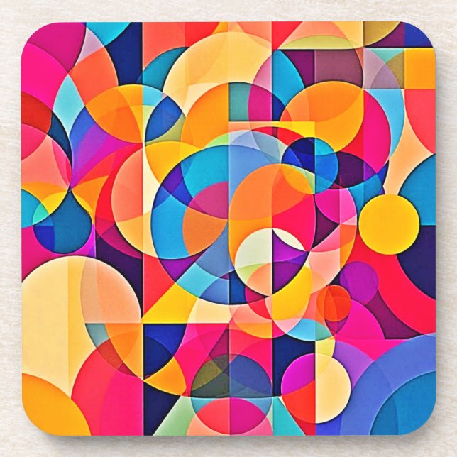  Geometric Color Emotion Beverage Coaster (Front)