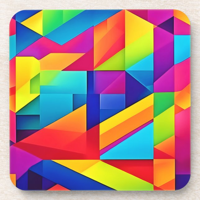 Geometric Color Kaleidoscope Beverage Coaster (Front)