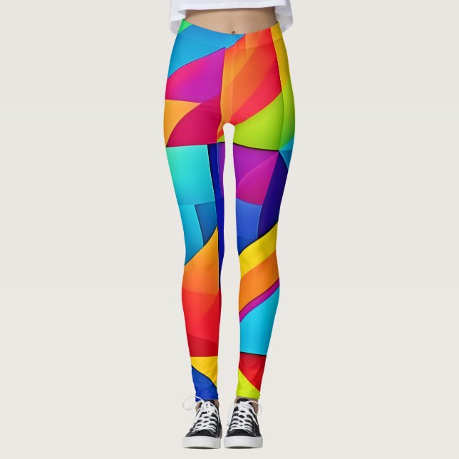 Geometric Color Kaleidoscope Leggings (Front)