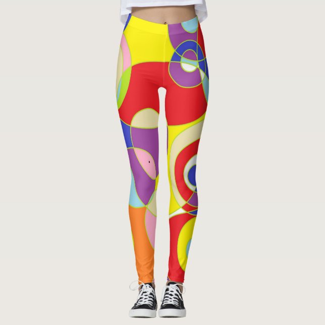 Geometric color pattern art leggings (Front)