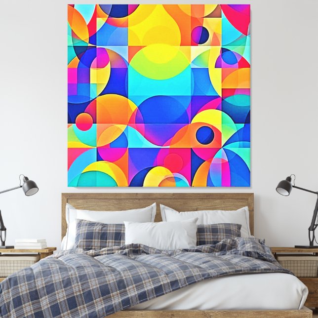 Geometric Color Symphony Canvas Print (Insitu(Bedroom))
