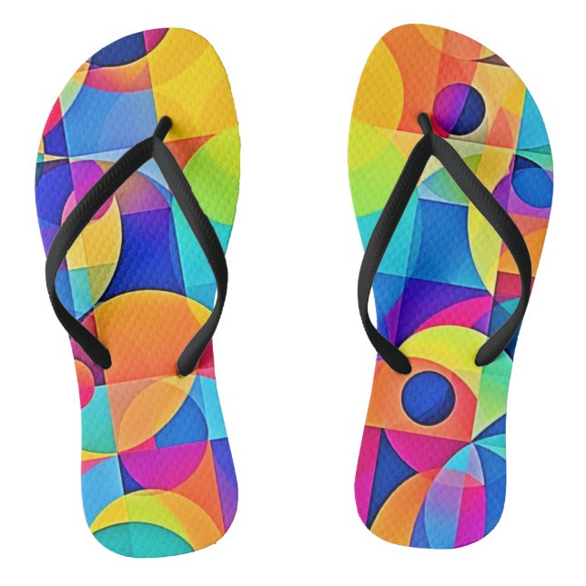 Geometric Color Symphony Flip Flops (Footbed)