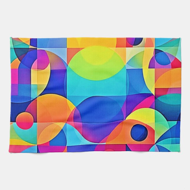 Geometric Color Symphony Kitchen Towel (Horizontal)
