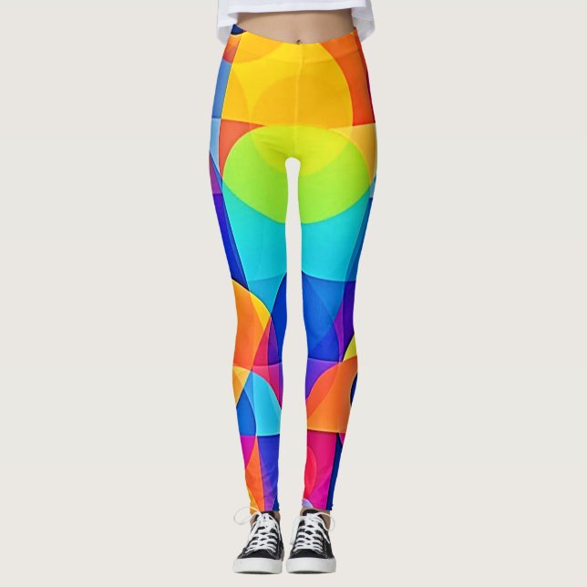 Geometric Color Symphony Leggings (Front)