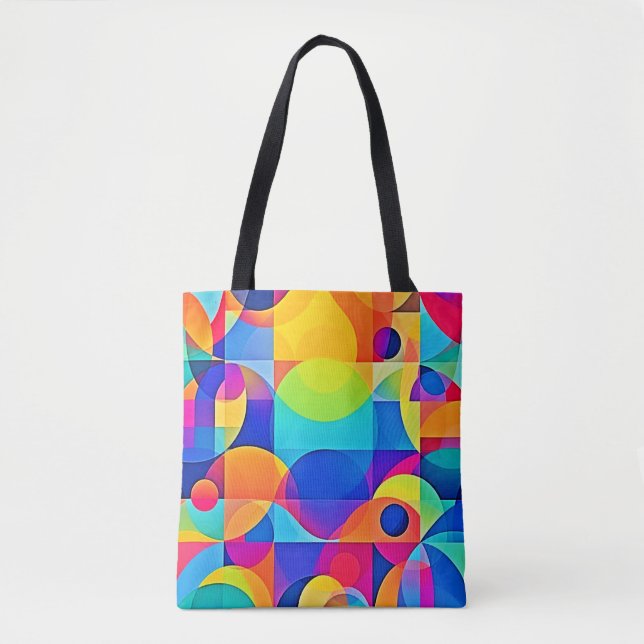 Geometric Color Symphony Tote Bag (Front)