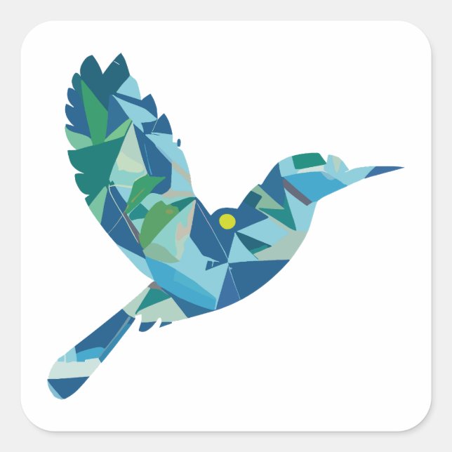 Geometric Colored Bird Square Sticker (Front)