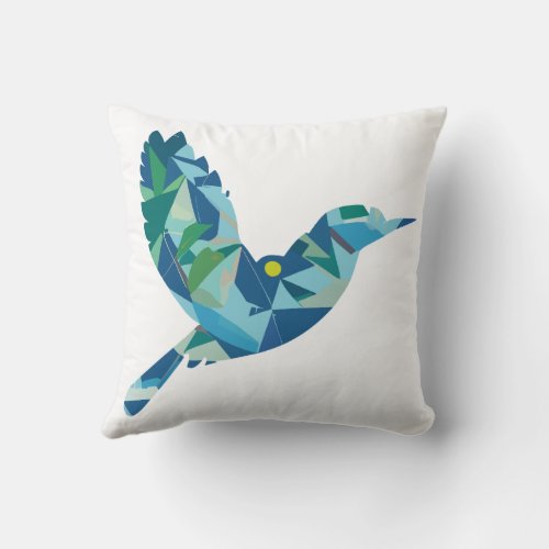 Geometric Colored Bird Throw Pillow
