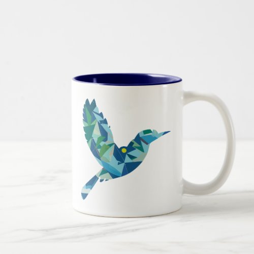 Geometric Colored Bird Two_Tone Coffee Mug