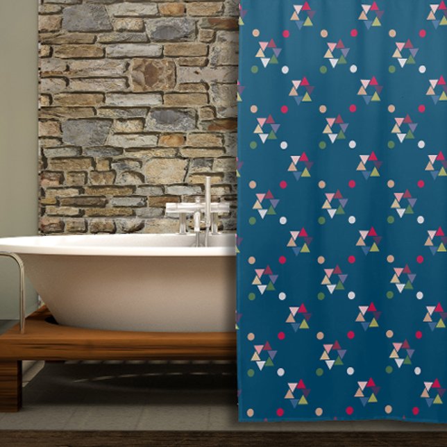 Geometric colored pattern  blue Shower Curtain (Creator Uploaded)