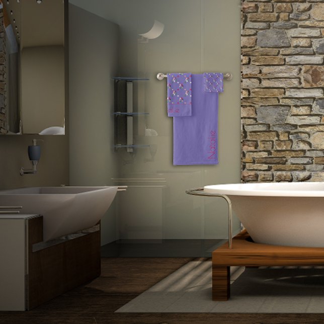 Geometric colored pattern lavender  bath towel set (Creator Uploaded)