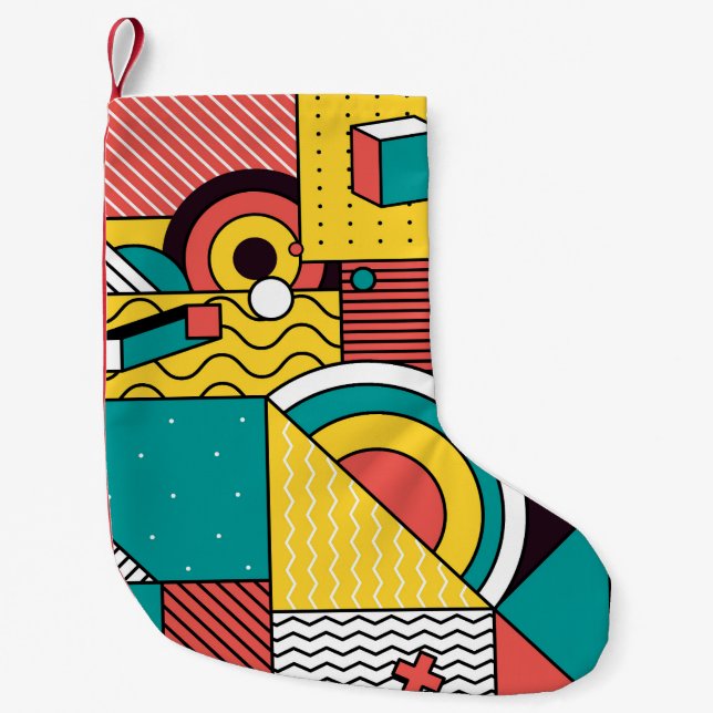Geometric colorful: abstract pattern. small christmas stocking (Front)