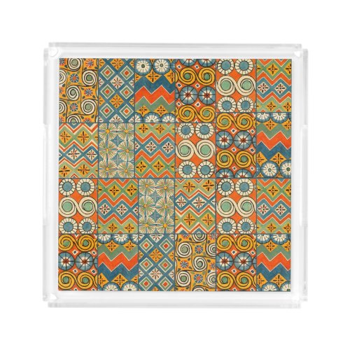 Geometric Colorful Antique Egyptian Graphic Art Acrylic Tray