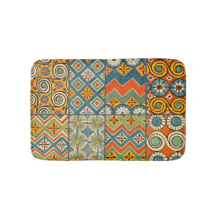 Geometric Colorful Antique Egyptian Graphic Art Bath Mat