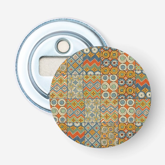 Geometric Colorful Antique Egyptian Graphic Art Bottle Opener (Front)