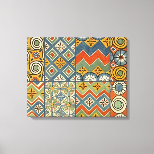 Geometric Colorful Antique Egyptian Graphic Art Canvas Print