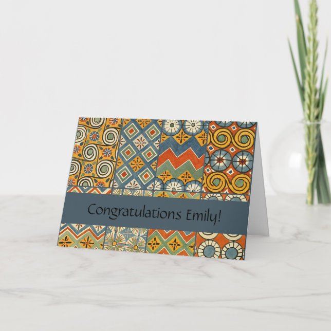 Geometric Colorful Antique Egyptian Graphic Art Card (Front)