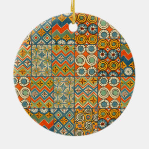 Geometric Colorful Antique Egyptian Graphic Art Ceramic Ornament