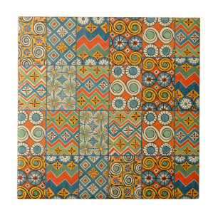 Geometric Colorful Antique Egyptian Graphic Art Ceramic Tile