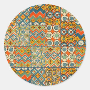 Geometric Colorful Antique Egyptian Graphic Art Classic Round Sticker