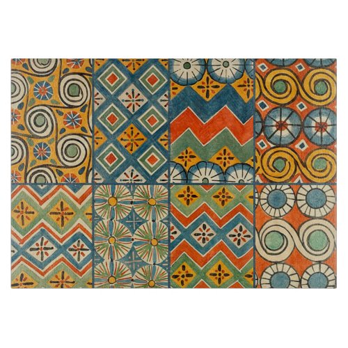 Geometric Colorful Antique Egyptian Graphic Art Cutting Board