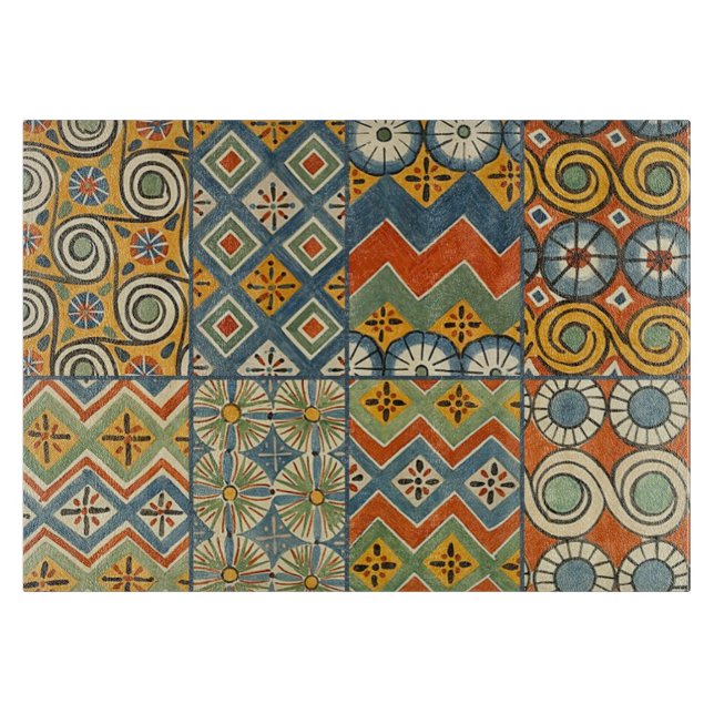 Geometric Colorful Antique Egyptian Graphic Art Cutting Board (Front)