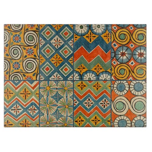 Geometric Colorful Antique Egyptian Graphic Art Cutting Board