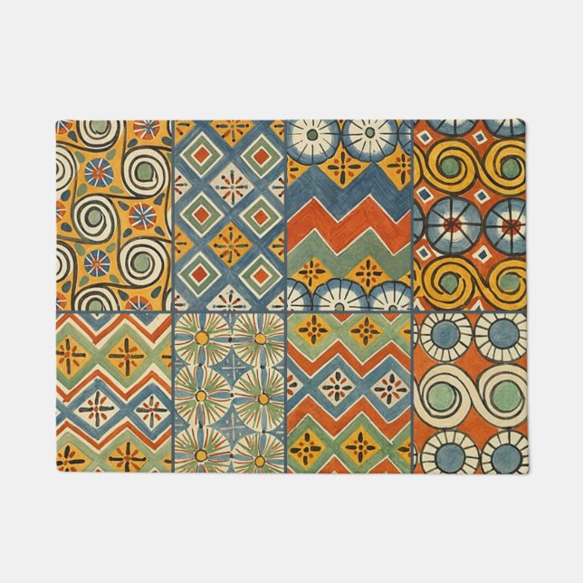 Geometric Colorful Antique Egyptian Graphic Art Doormat (Front)