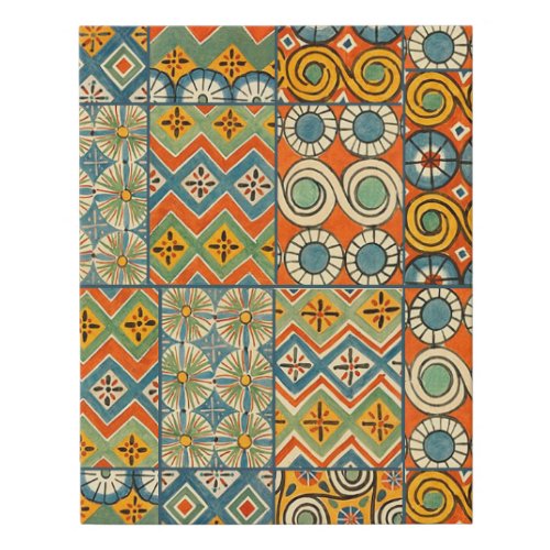 Geometric Colorful Antique Egyptian Graphic Art Faux Canvas Print